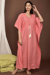 Buy Cotton Floral Print Maternity Dress in Peach - Back