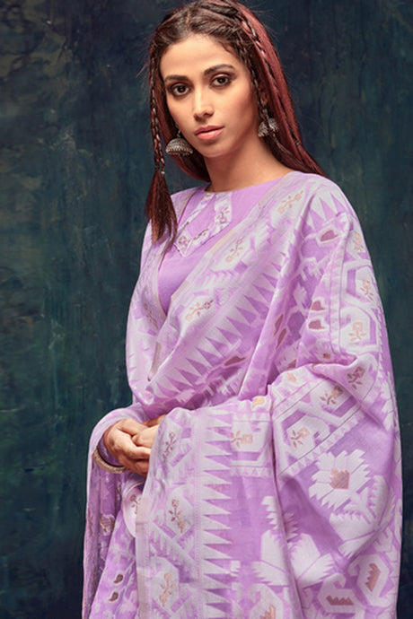 Jacquard Zari Saree In Purple