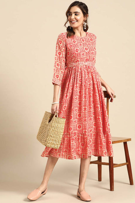 Buy Pink Georgette Floral Printed Dress Online