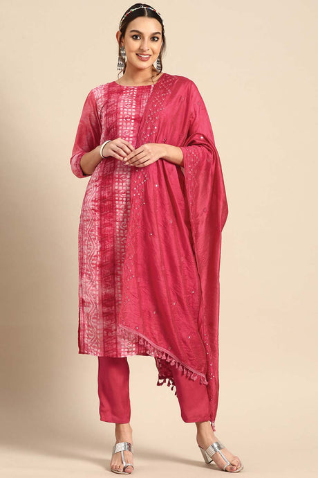 Buy Pink Cotton Ethnic Motif And Printed Palazzo Suit Set Online