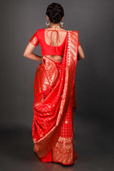 Jini Red Art Silk Zari Saree