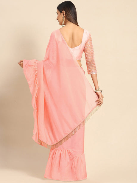 Peach Organza Pattern Saree