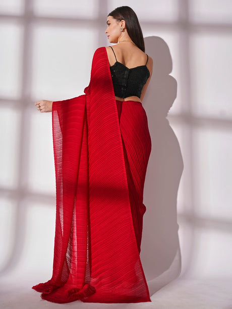 Red Georgette Georgette Saree