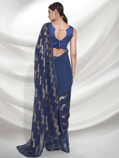 Blue Georgette Sequence Saree