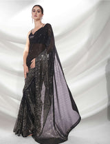 Black Georgette Sequence Saree