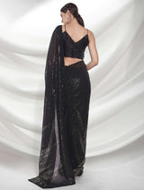 Black Georgette Sequence Saree