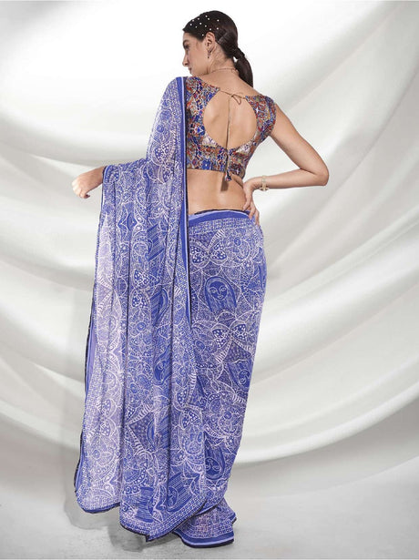 Blue Weightless Printed Saree