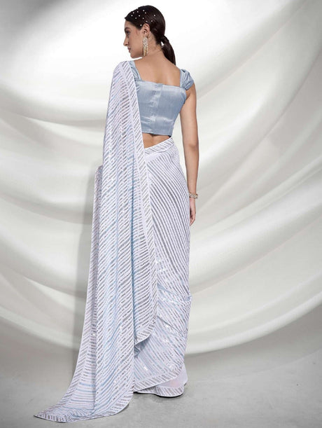 Blue Georgette Sequence Saree