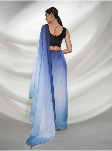 Blue Organza Blue Saree