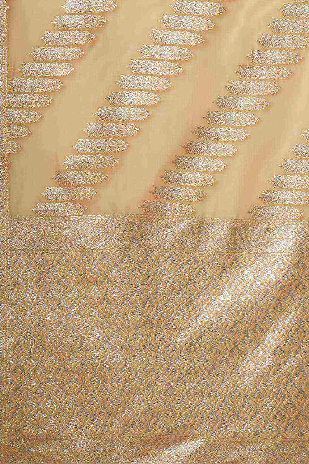 Yellow Organza Bagh Woven Design Chanderi Saree