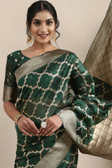 Organza Floral Saree In Green