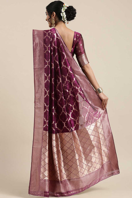 Organza Floral Saree In Magenta