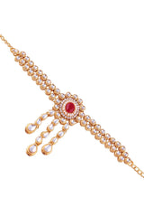 Pink Gold Plated Kundan Double Line Bajuband