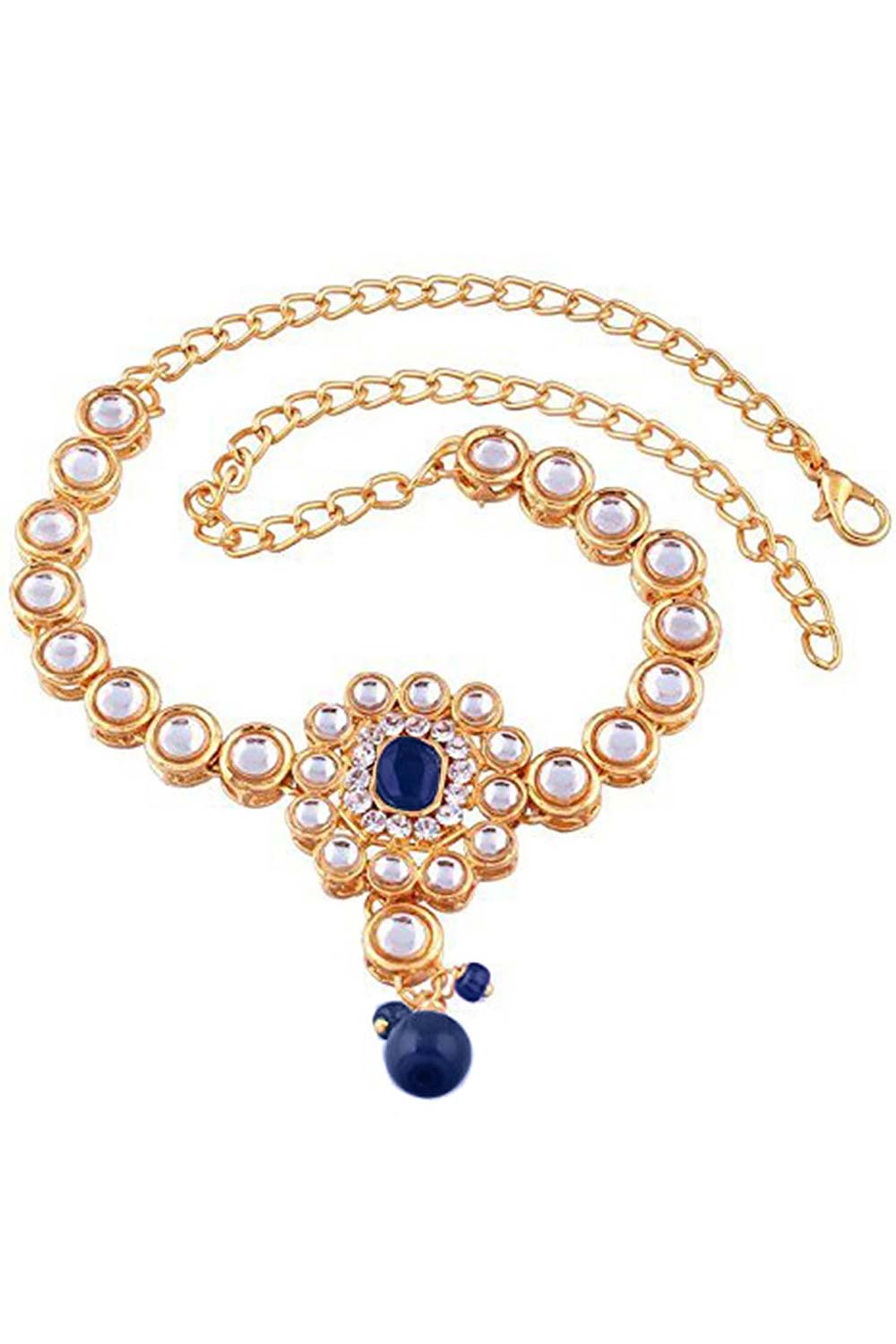 Blue Gold Plated Stone And Kundan Studded Bajuband