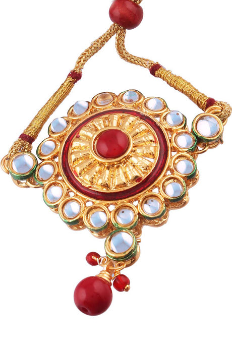 Red Gold Plated Kundan Bajuband