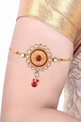 Red Gold Plated Kundan Bajuband