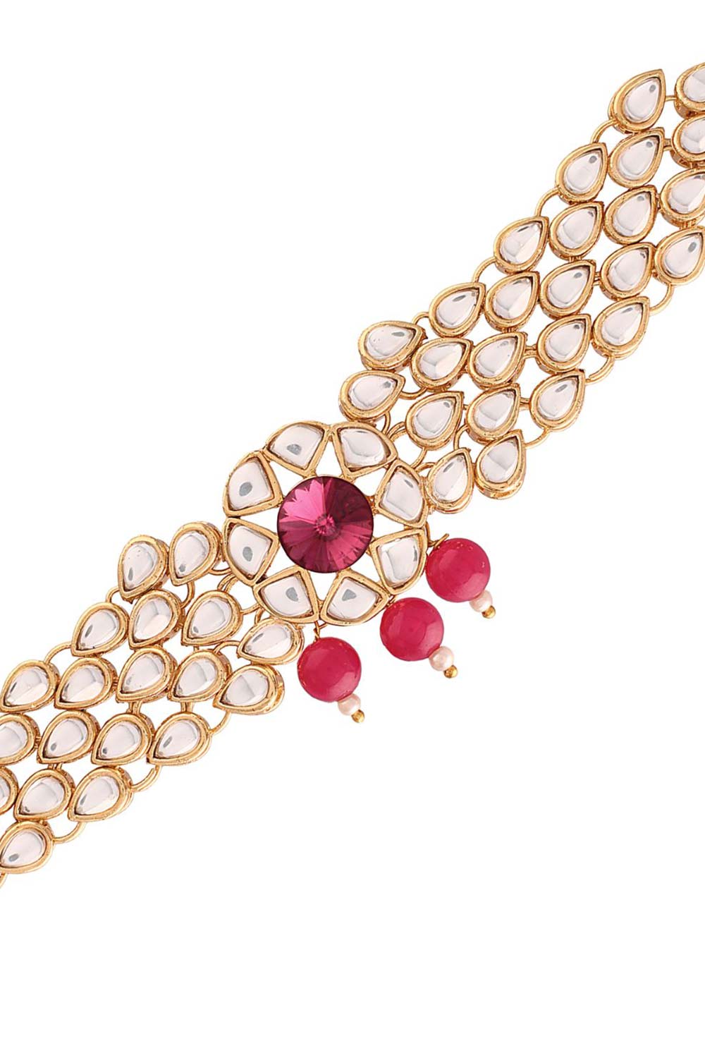 Pink Gold Plated Kundan Studded And Ruby Stone Bajuband