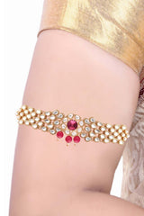 Pink Gold Plated Kundan Studded And Ruby Stone Bajuband