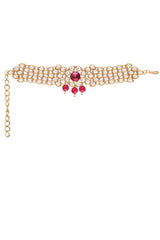 Pink Gold Plated Kundan Studded And Ruby Stone Bajuband