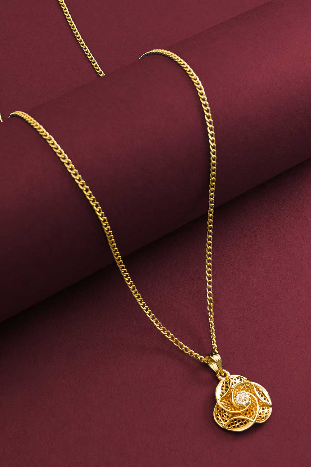 Gold Plated American Diamond Pendant Chain