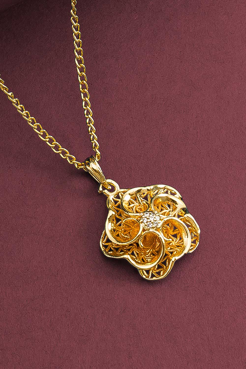 Gold Plated American Diamond Pendant Chain