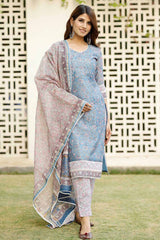 Buy Blue Chanderi Straight Kurta Pant Set Online