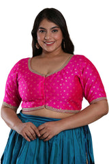 Buy Pink Brocade Readymade Saree Blouse Online - KARMAPLACE