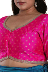 Buy Pink Brocade Readymade Saree Blouse Online - KARMAPLACE