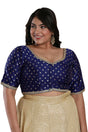 Buy Navy Blue Brocade Readymade Saree Blouse Online - KARMAPLACE