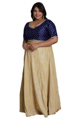 Buy Navy Blue Brocade Readymade Saree Blouse Online - KARMAPLACE