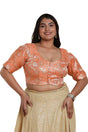 Buy Orange Brocade Readymade Saree Blouse Online - KARMAPLACE