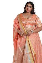 Buy Orange Brocade Readymade Saree Blouse Online - KARMAPLACE