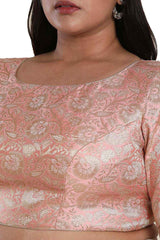 Buy Light Pink Brocade Readymade Saree Blouse Online - KARMAPLACE