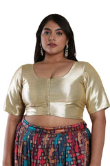 Buy Gold Shimmer Readymade Saree Blouse Online - KARMAPLACE