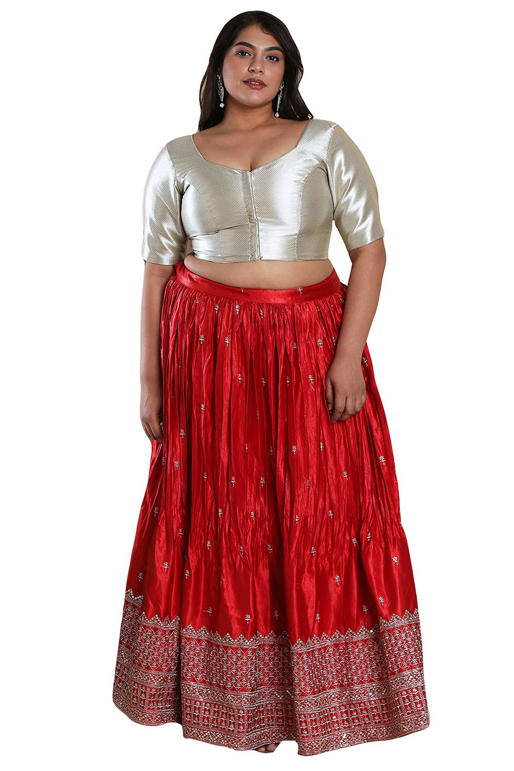 Buy Silver Shimmer Readymade Saree Blouse Online - KARMAPLACE