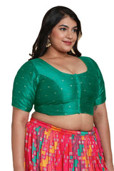 Buy Rama Green Brocade Readymade Saree Blouse Online - KARMAPLACE