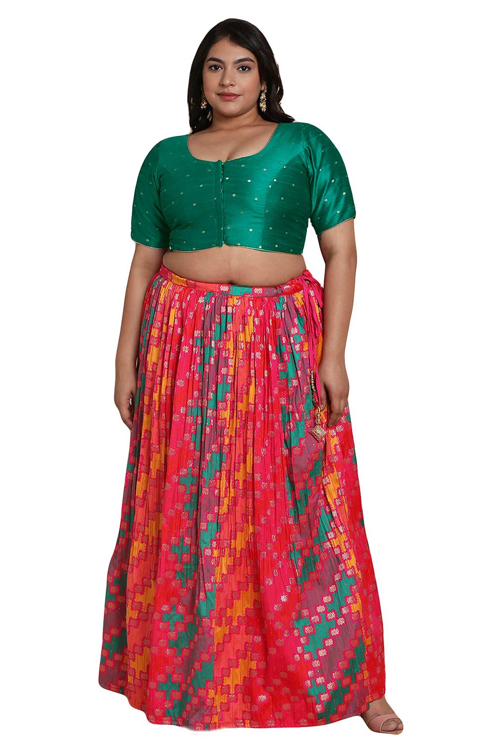 Buy Rama Green Brocade Readymade Saree Blouse Online - KARMAPLACE