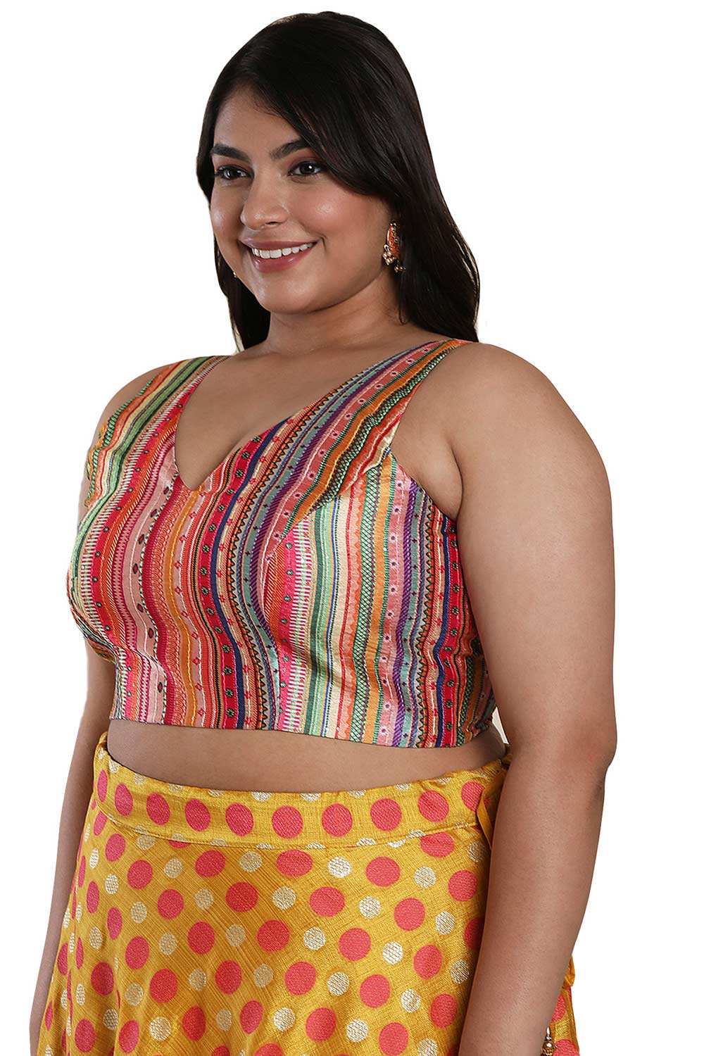 Buy Multicolor Silk Blend Readymade Saree Blouse Online - KARMAPLACE