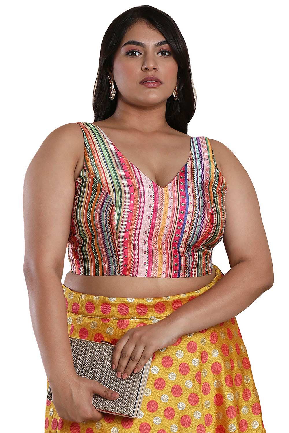 Buy Multicolor Silk Blend Readymade Saree Blouse Online - KARMAPLACE