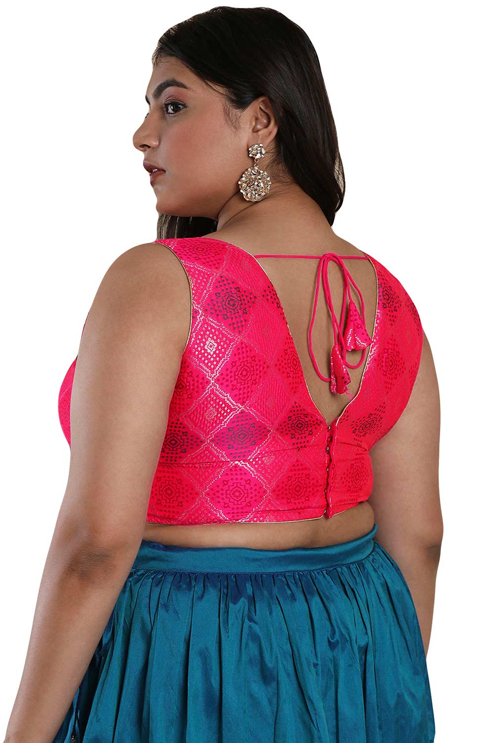 Buy Pink Brocade Readymade Saree Blouse Online - KARMAPLACE