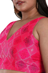 Buy Pink Brocade Readymade Saree Blouse Online - KARMAPLACE