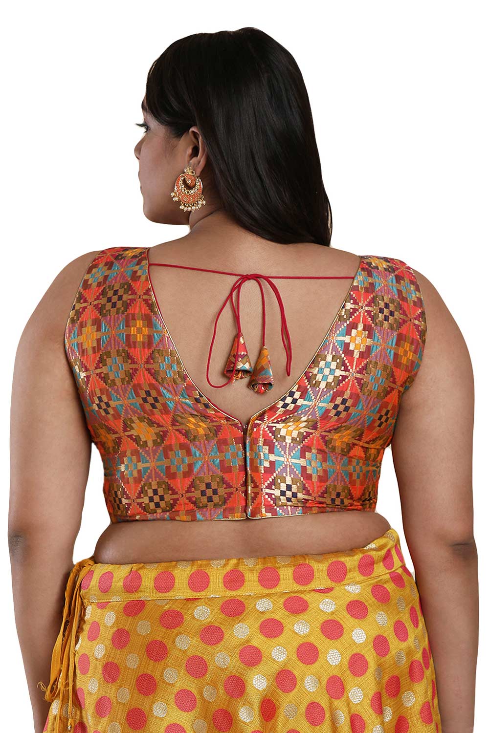 Buy Multicolor Brocade Readymade Saree Blouse Online - KARMAPLACE