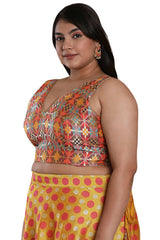 Buy Multicolor Brocade Readymade Saree Blouse Online - KARMAPLACE