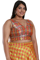 Buy Multicolor Brocade Readymade Saree Blouse Online - KARMAPLACE