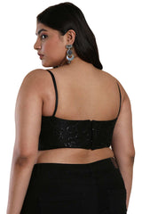 Buy Black Net Readymade Saree Blouse Online - KARMAPLACE