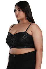 Buy Black Net Readymade Saree Blouse Online - KARMAPLACE