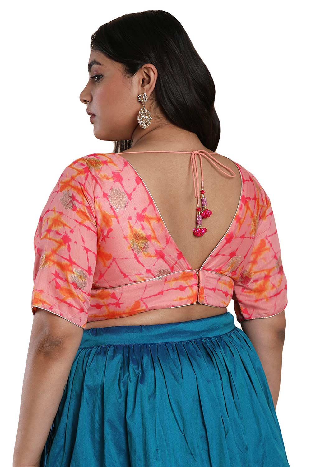 Buy Pink Brocade Readymade Saree Blouse Online - KARMAPLACE