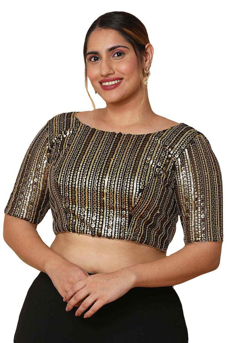 Buy Black Net Readymade Saree Blouse Online - KARMAPLACE