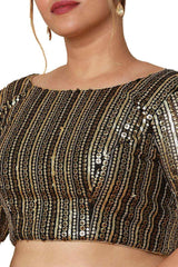 Buy Black Net Readymade Saree Blouse Online - KARMAPLACE