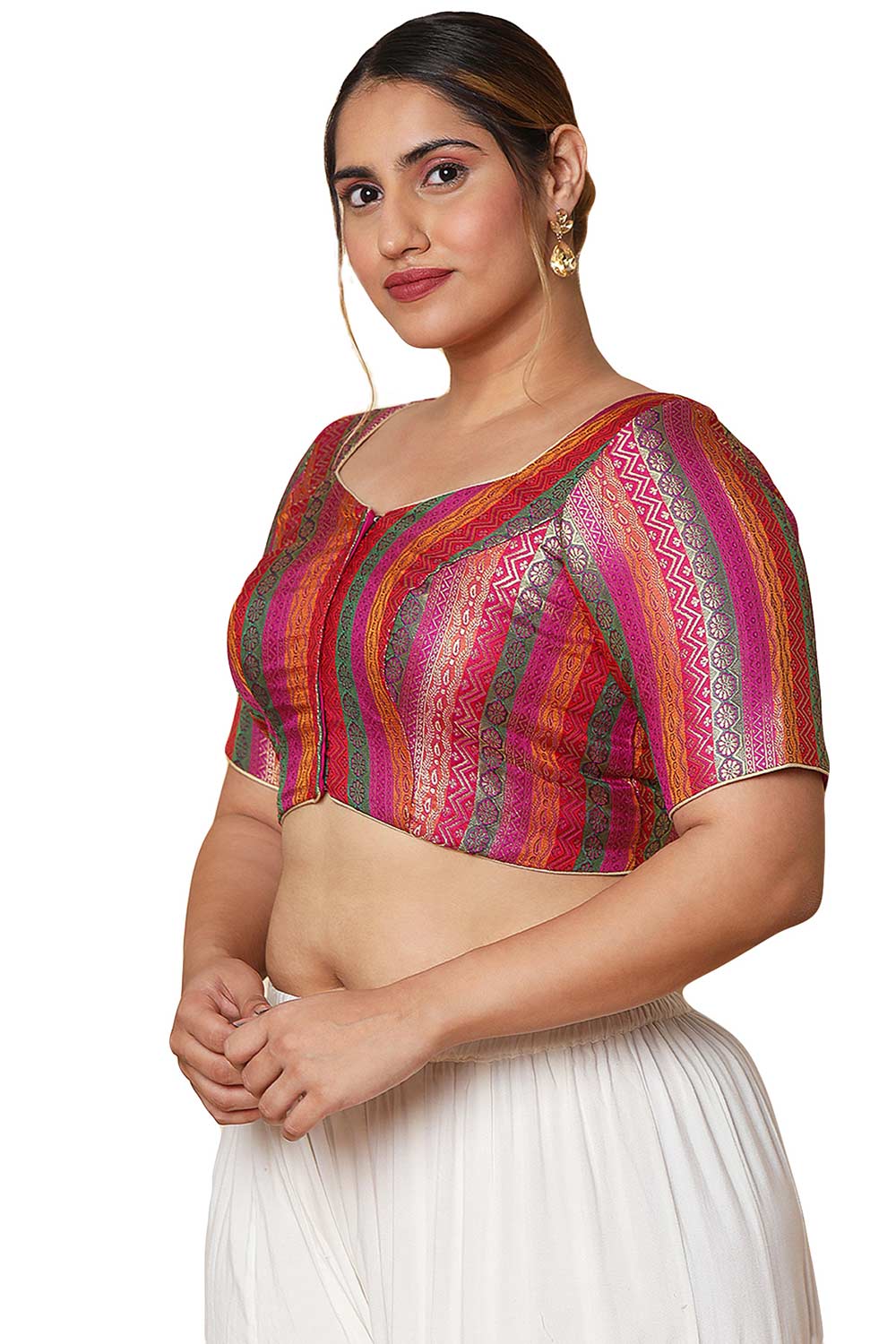 Buy Purple Brocade Readymade Saree Blouse Online - KARMAPLACE